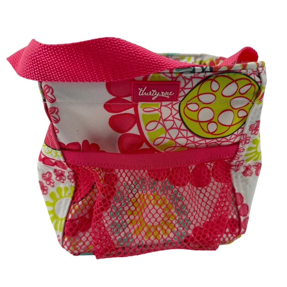 Thirty One Littles Carry All Caddy Floral Print Pink White‎ Green Mesh Pocket